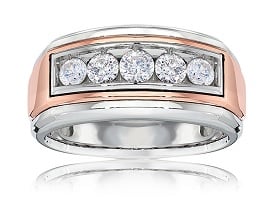 IBGoodman Men's 1ct. Diamond Band in 14k White and Rose Gold